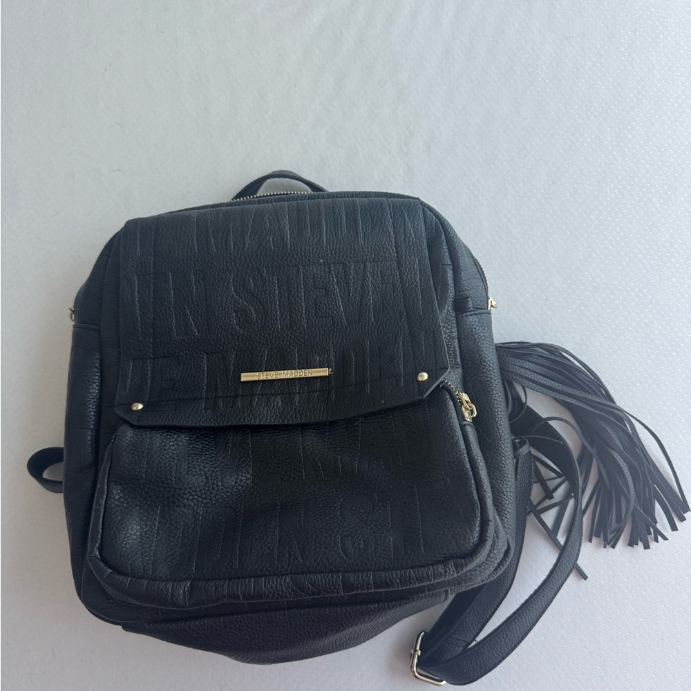 Steve Madden Black Backpack with Tassel